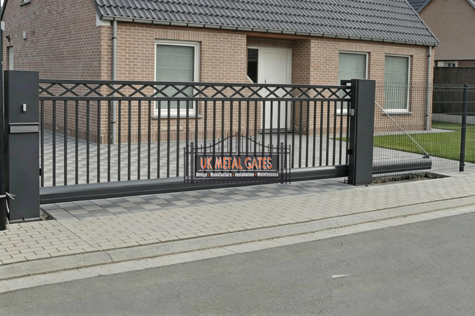 Anthracite X-Pattern Steel Sliding Gate