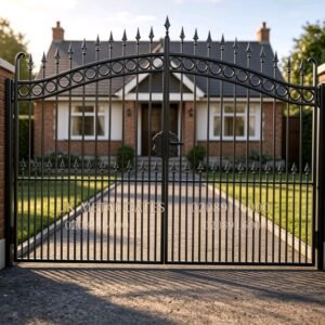 Arch Top Metal Driveway Gates with Spearheads UKMDG78