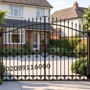 Arched Wrought Iron Driveway Gates with Spears and Base Rings UKMDG96