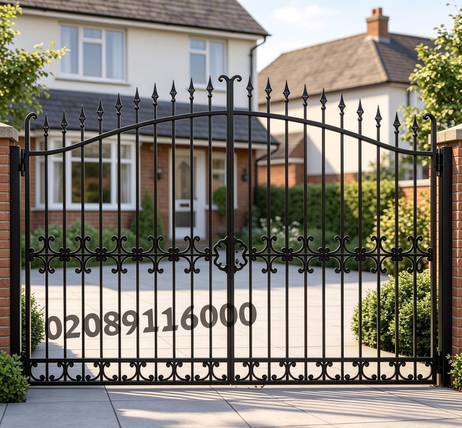 Arched Wrought Iron Driveway Gates with Spears and Base Rings UKMDG96