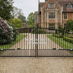 Automated Arched Spear Top Metal Driveway Gates UKMDG40