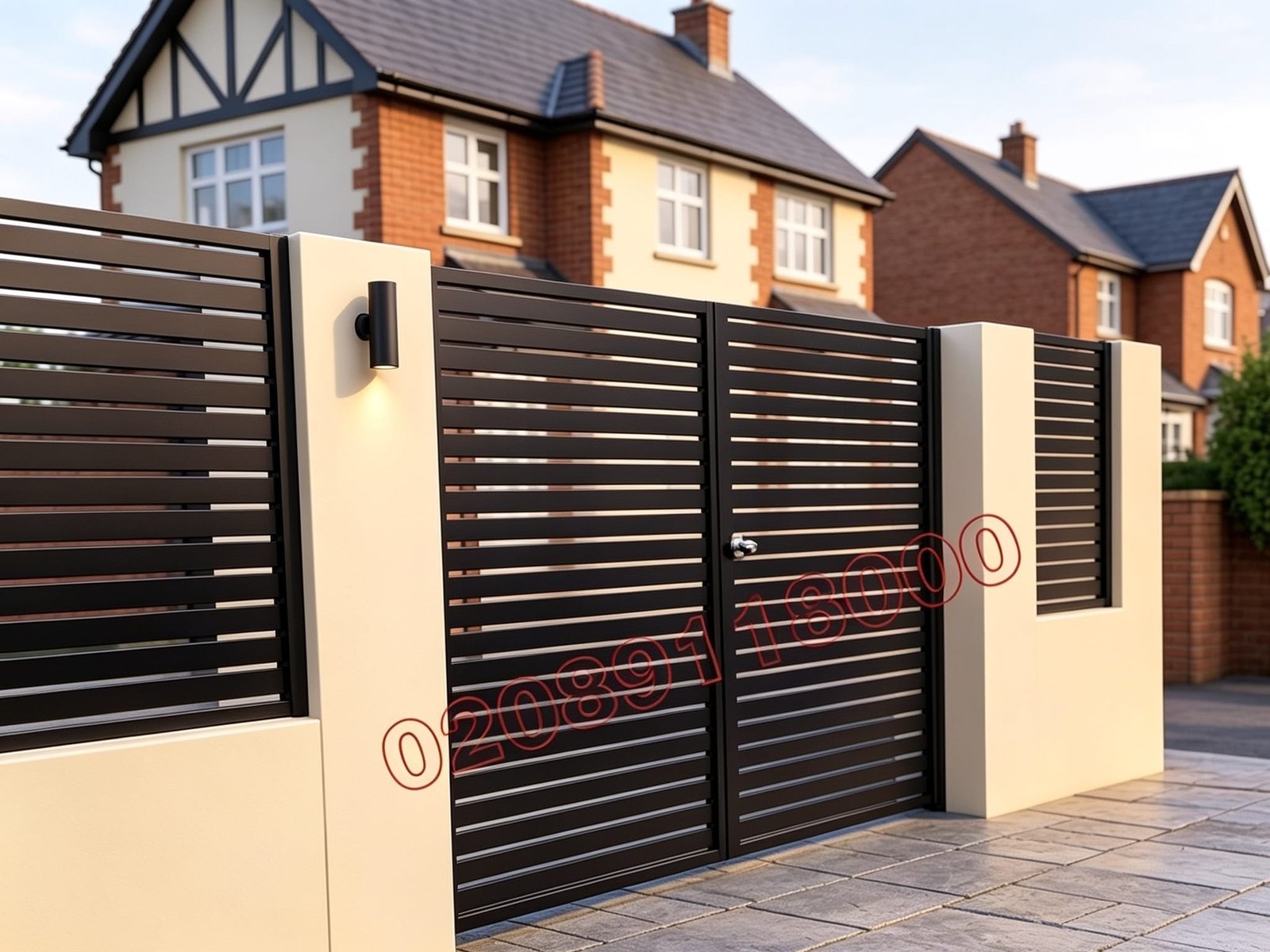 Modern Horizontal Slat Privacy Driveway Gates UKMDG131