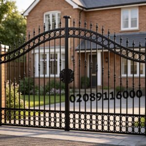Bespoke Bell Curved Wrought Iron Driveway Gates with Spearheads UKMDG91
