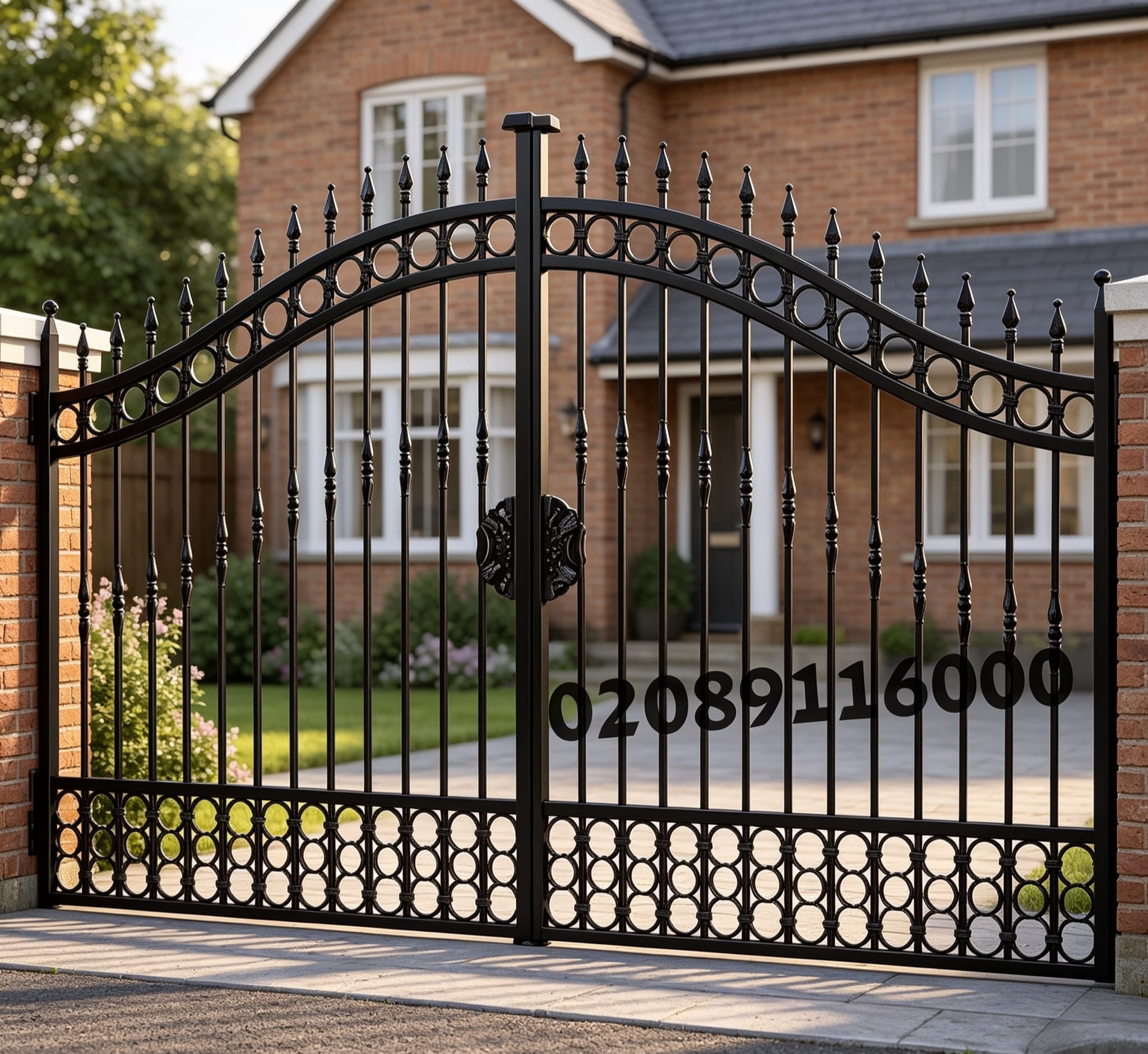 Bespoke Bell Curved Wrought Iron Driveway Gates with Spearheads UKMDG91