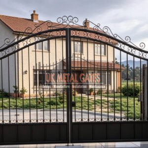 Bespoke Bow Top Wrought Iron Driveway Gates with Spearheads UKMDG120