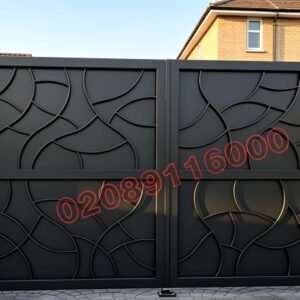 Bespoke Modern Abstract Solid Privacy Metal Driveway Gates UKMDG137