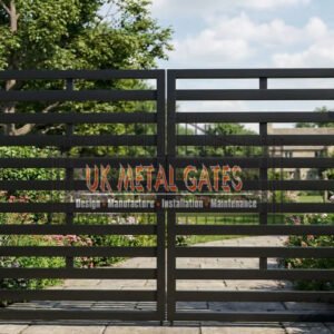 Bespoke Modern Horizontal Slat Metal Driveway Gates UKMDG204