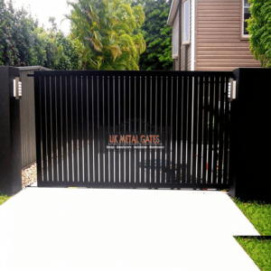 Black Vertical Bar Electric Sliding Gate