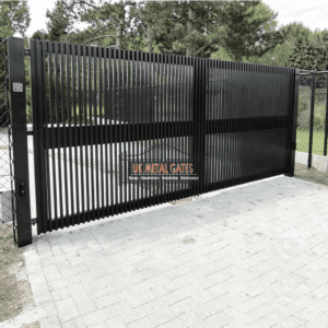 Black Vertical Slat Cantilever Sliding Gate