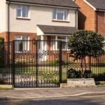 Bow Top Wrought Iron Driveway Gates with Decorative Metalwork UKMDG94