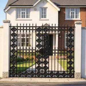 Classic Metal Driveway Gates with Floral Borders UKMDG86