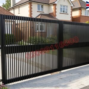 Modern Vertical Slat Metal Driveway Gates UKMDG56