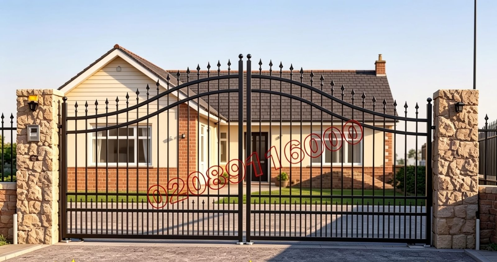 Classic Bell Curved Metal Driveway Gates with Finials UKMDG66