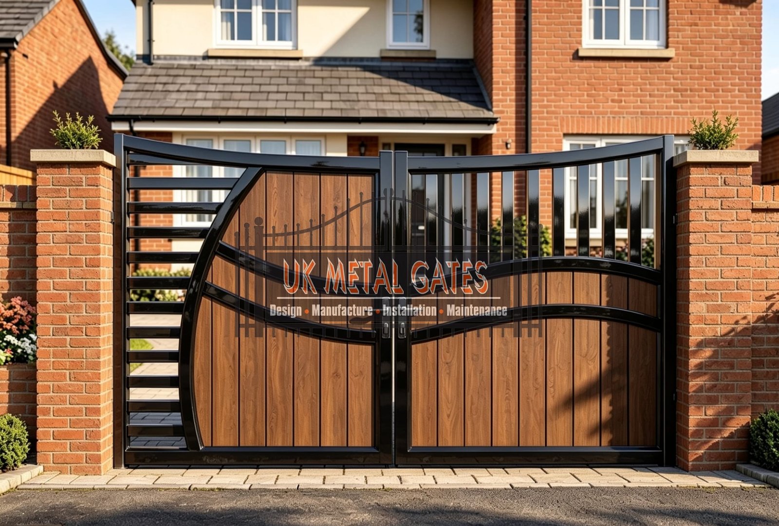 Composite Driveway Gate CDG26 | Contemporary Curved | Made to Measure UK