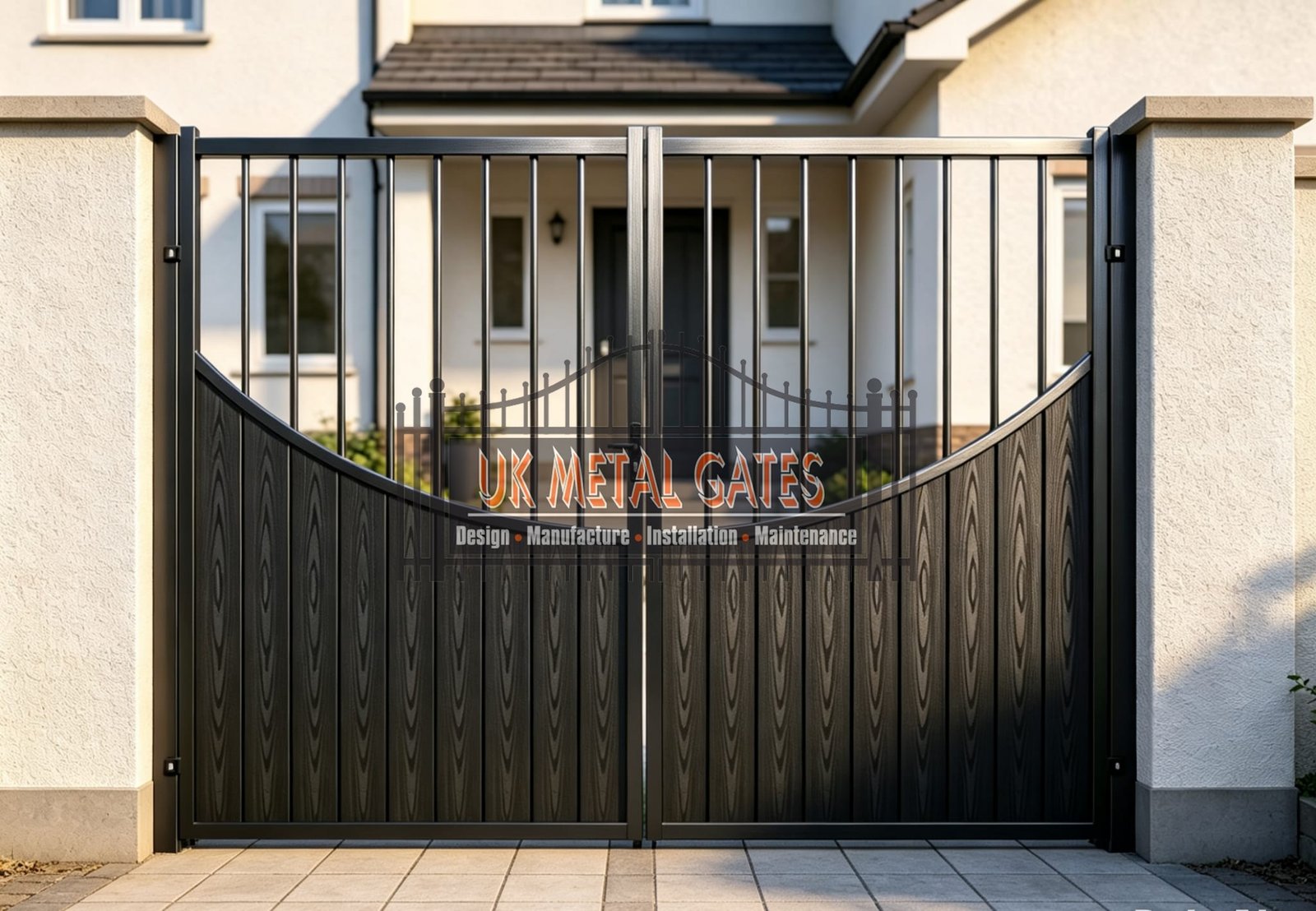 Composite Driveway Gate CDG33 | Contemporary Curved | Made to Measure UK