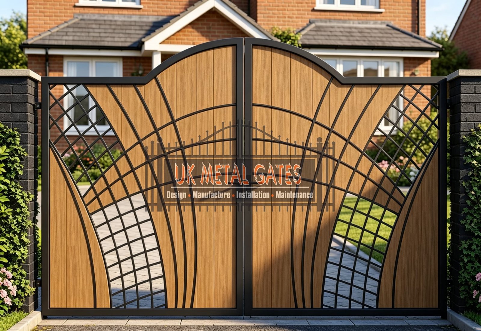 Composite Driveway Gate CDG45 | Contemporary Curved | Made to Measure UK