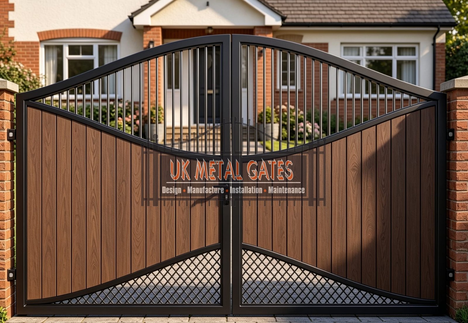 Composite Driveway Gate CDG46 | Contemporary Curved | Made to Measure UK
