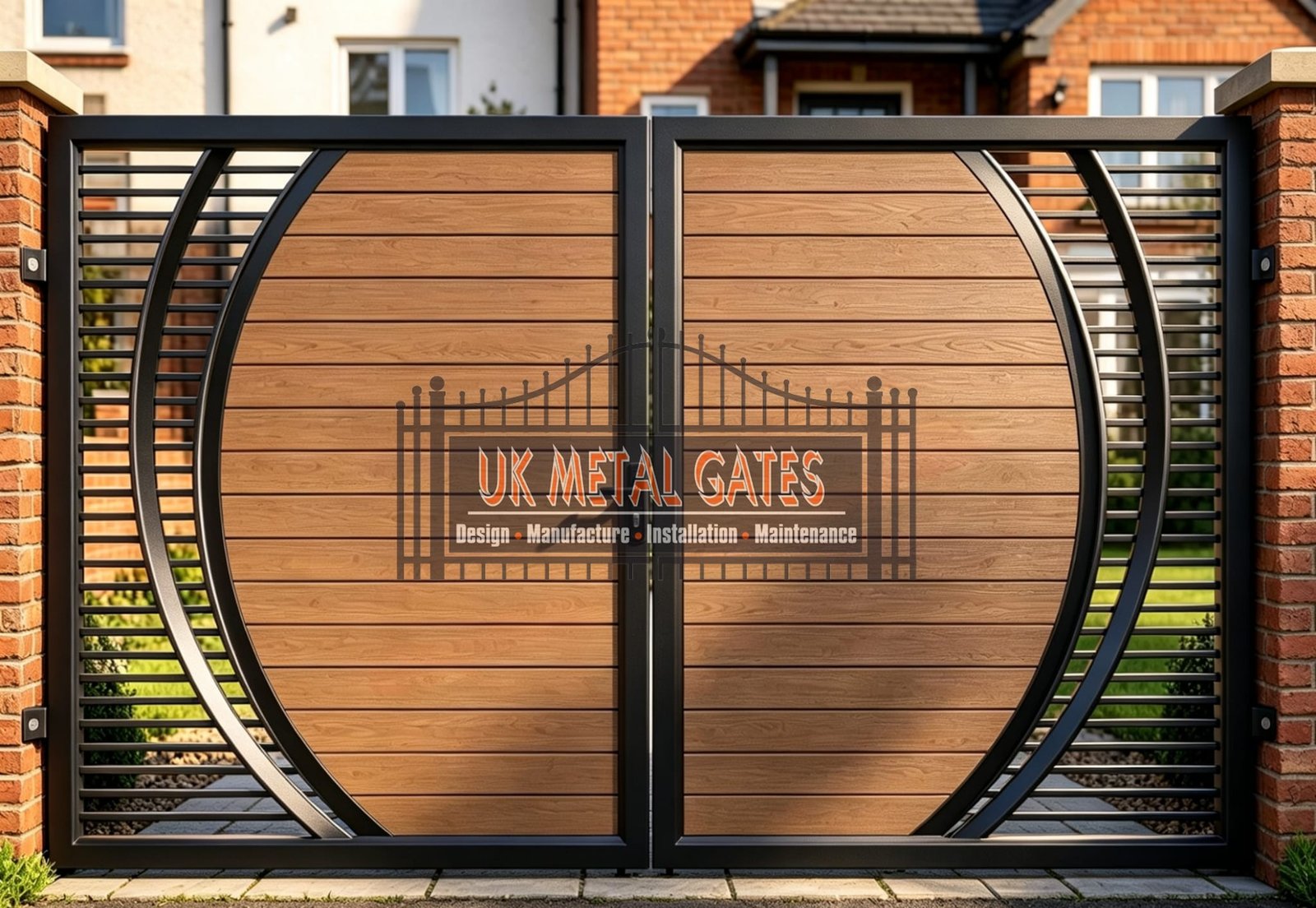 Composite Driveway Gate CDG47 | Contemporary Curved | Made to Measure UK