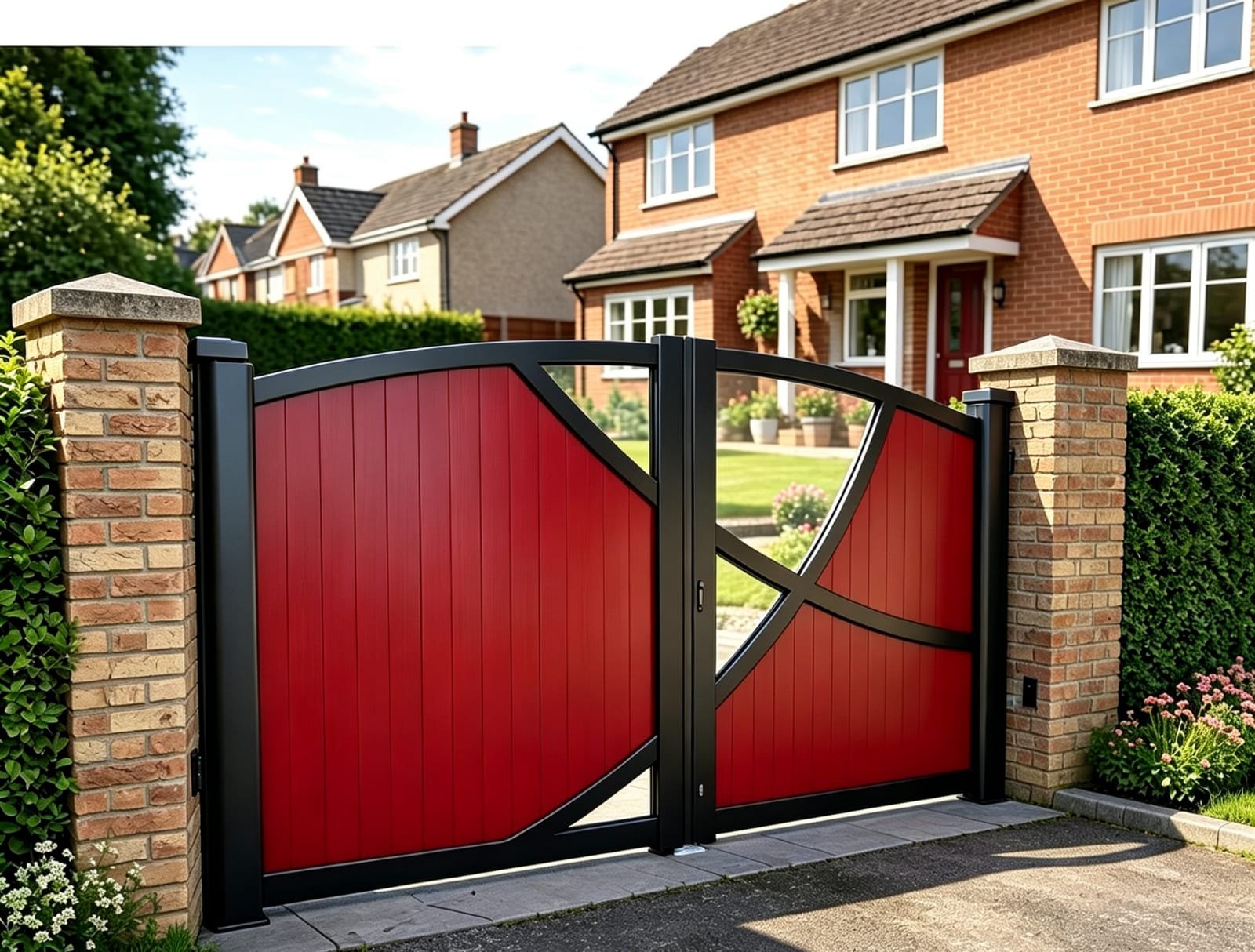 Composite Driveway Gate CDG5 | Contemporary Curved | Made to Measure UK
