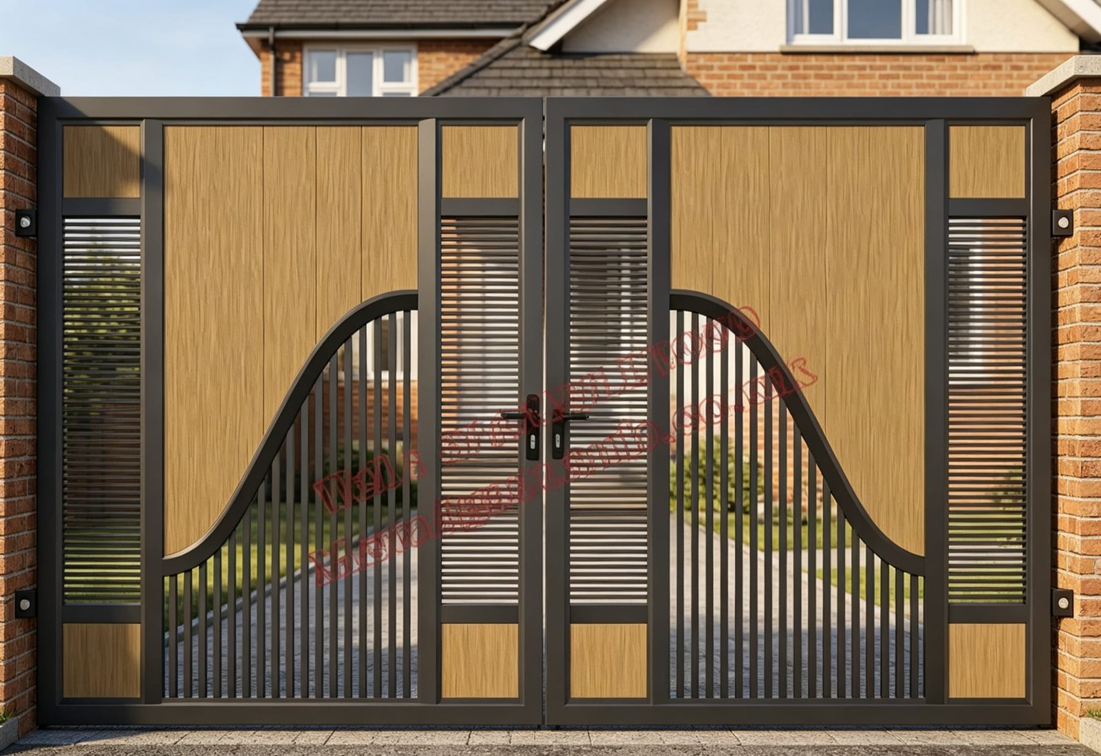 Composite Driveway Gate CDG56 | Contemporary Curved | Made to Measure UK