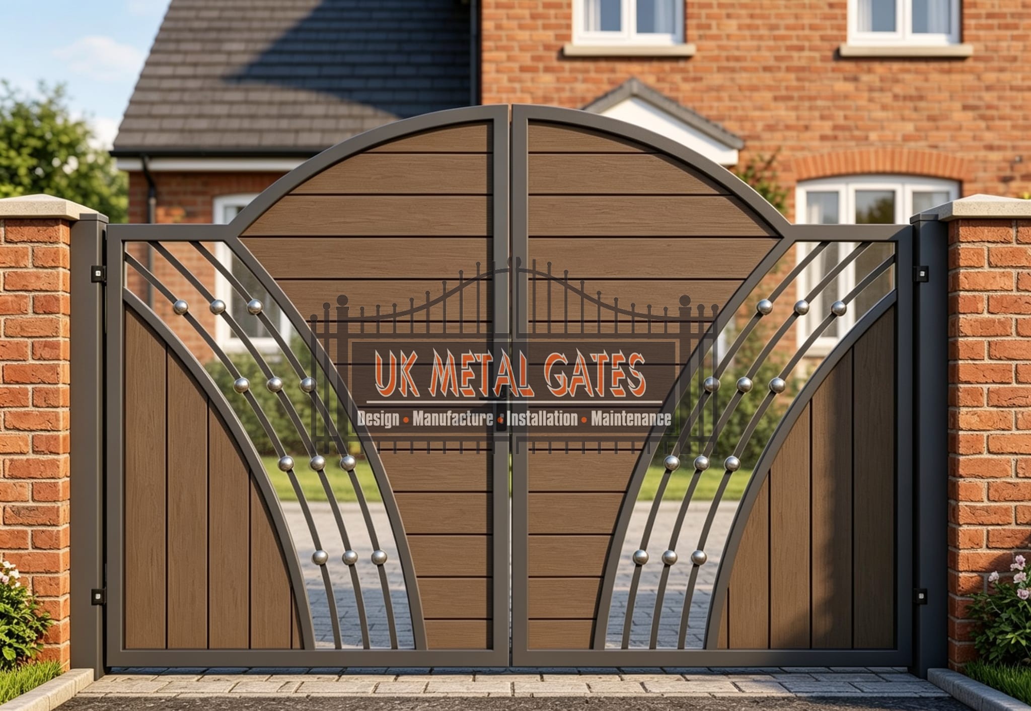 Composite Driveway Gate CDG63 | Contemporary Curved | Made to Measure UK