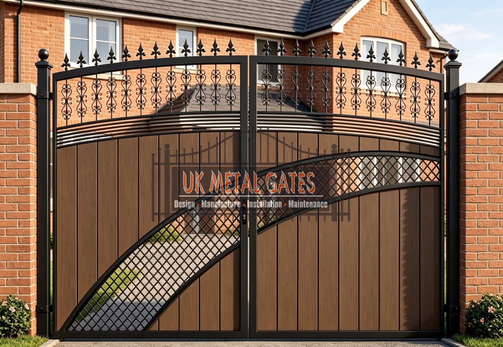 Composite Driveway Gate CDG67 | Contemporary Curved | Made to Measure UK