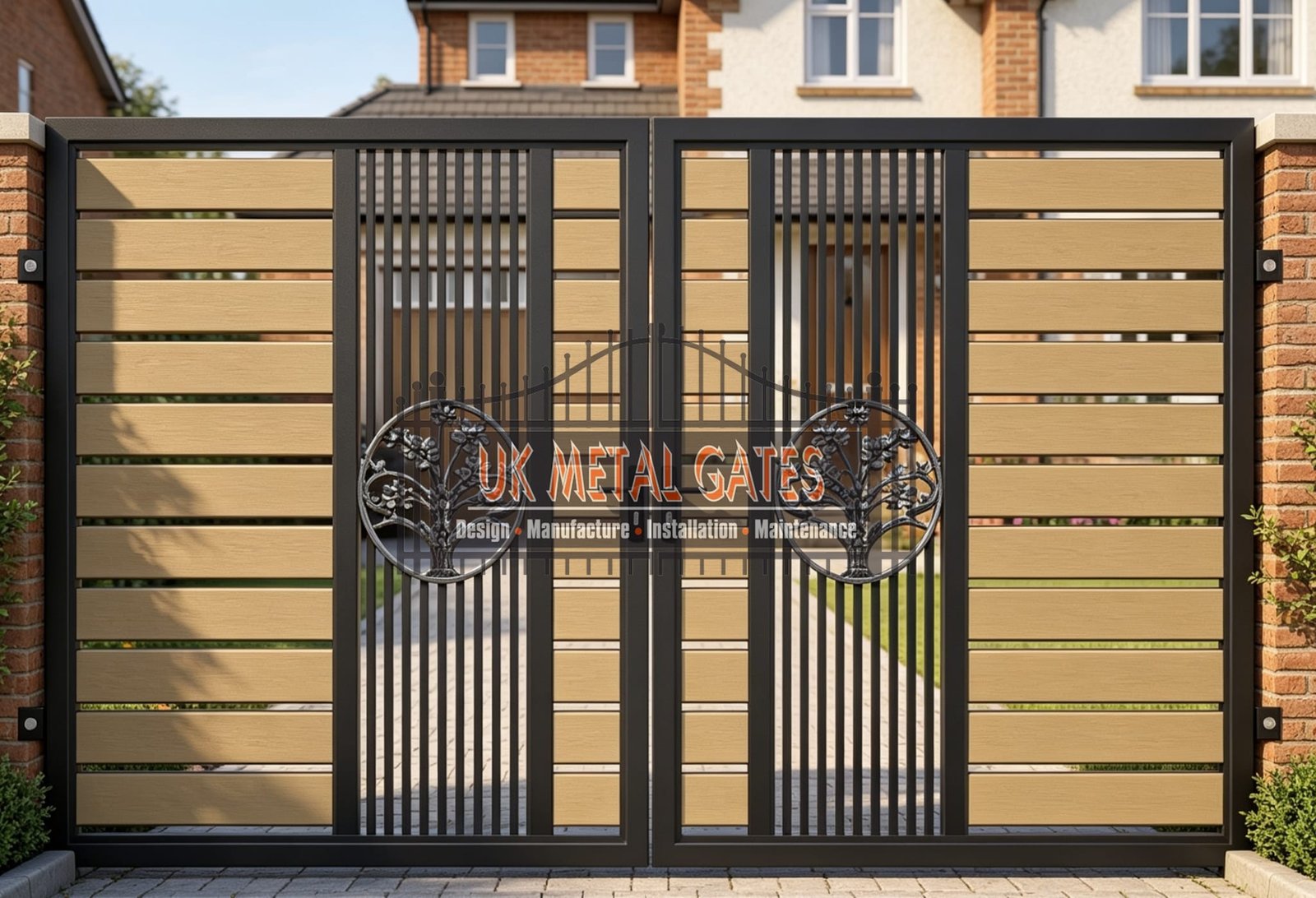 Composite Driveway Gate CDG50 | Contemporary Geometric | Made to Measure UK
