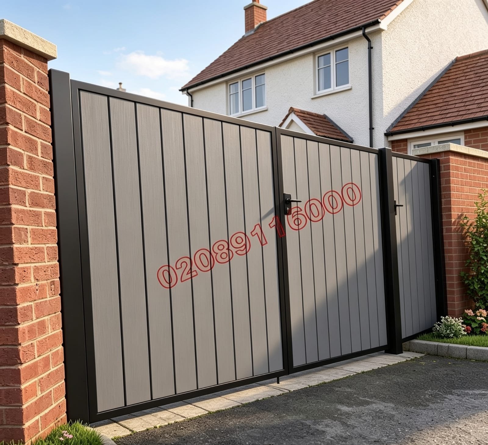 Composite Driveway Gate CDG1 | Modern Full-Privacy | Made to Measure UK