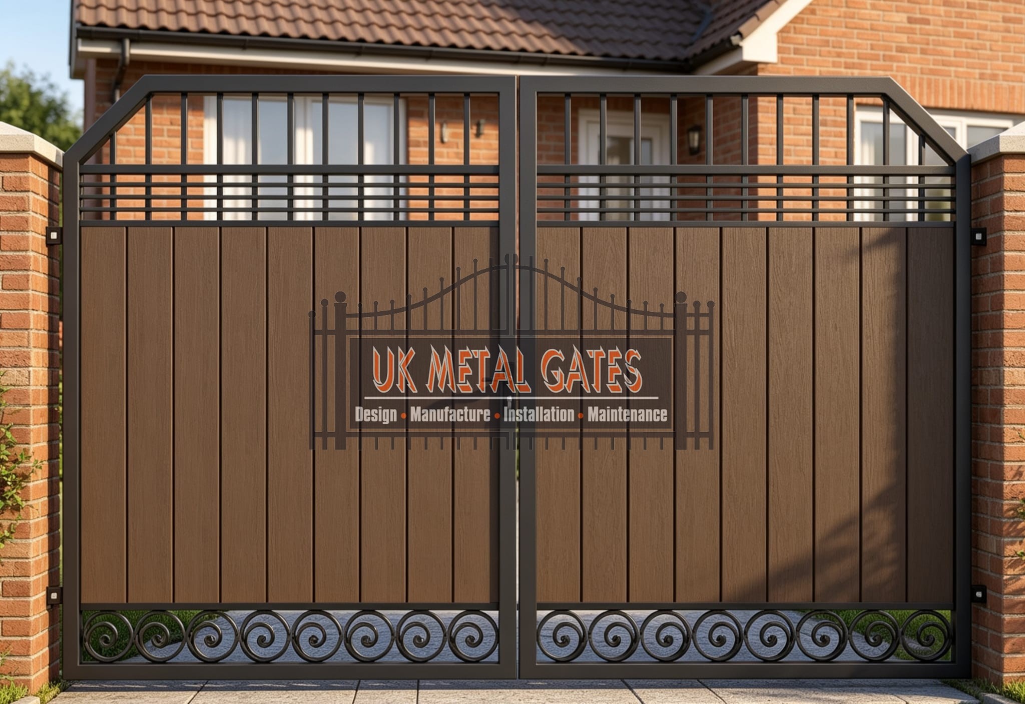 Composite Driveway Gate CDG71 | Modern Full-Privacy | Made to Measure UK