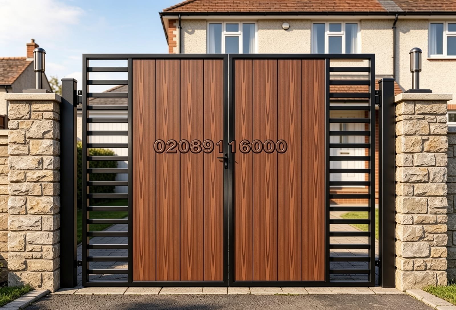 Composite Driveway Gate CDG3 | Modern Horizontal Slat | Made to Measure UK