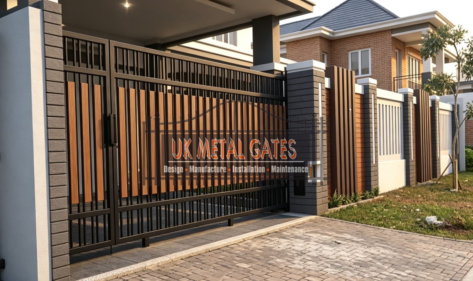 Composite Driveway Gate CDG14 | Modern Horizontal Slat | Made to Measure UK