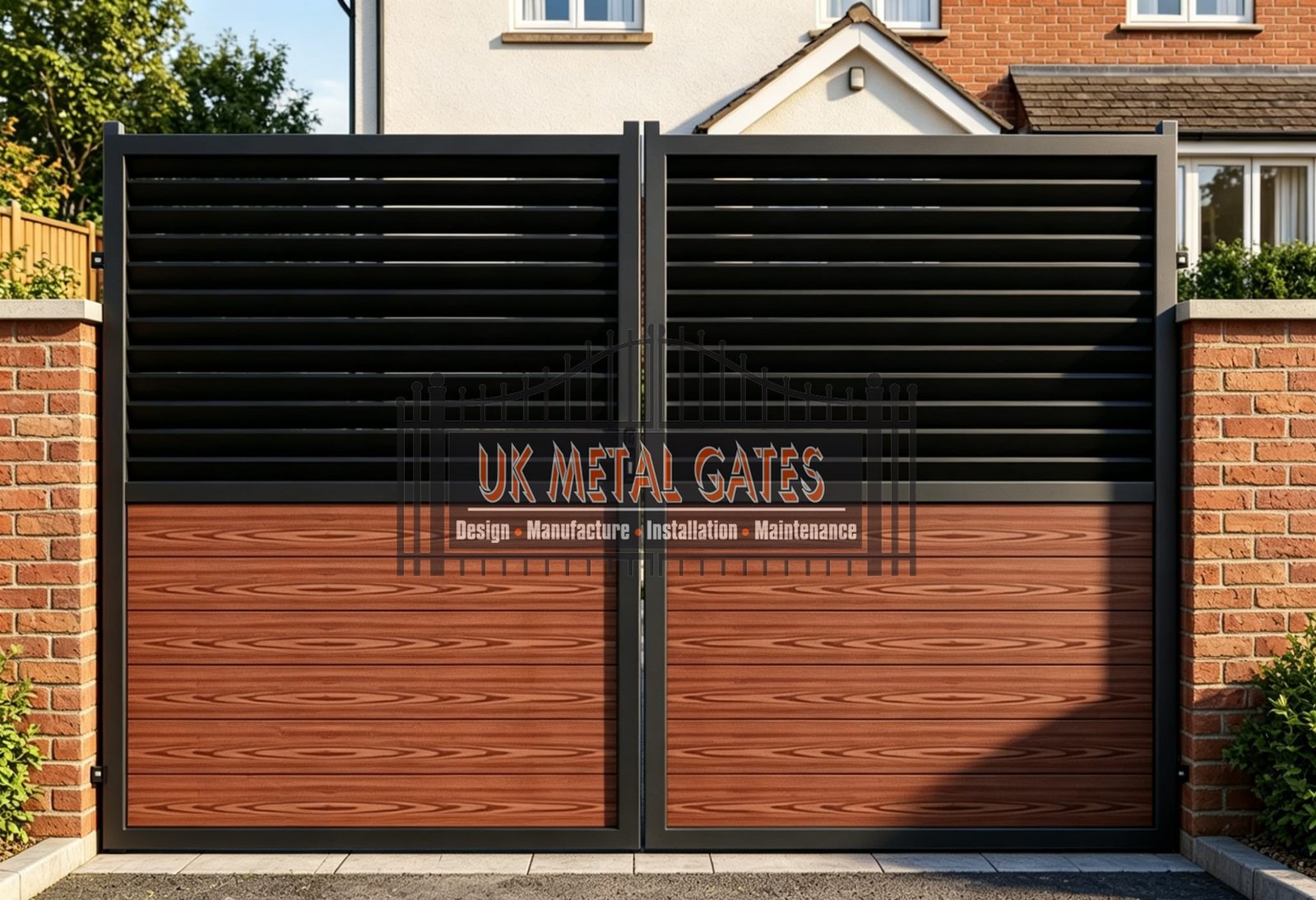 Composite Driveway Gate CDG30 | Modern Horizontal Slat | Made to Measure UK