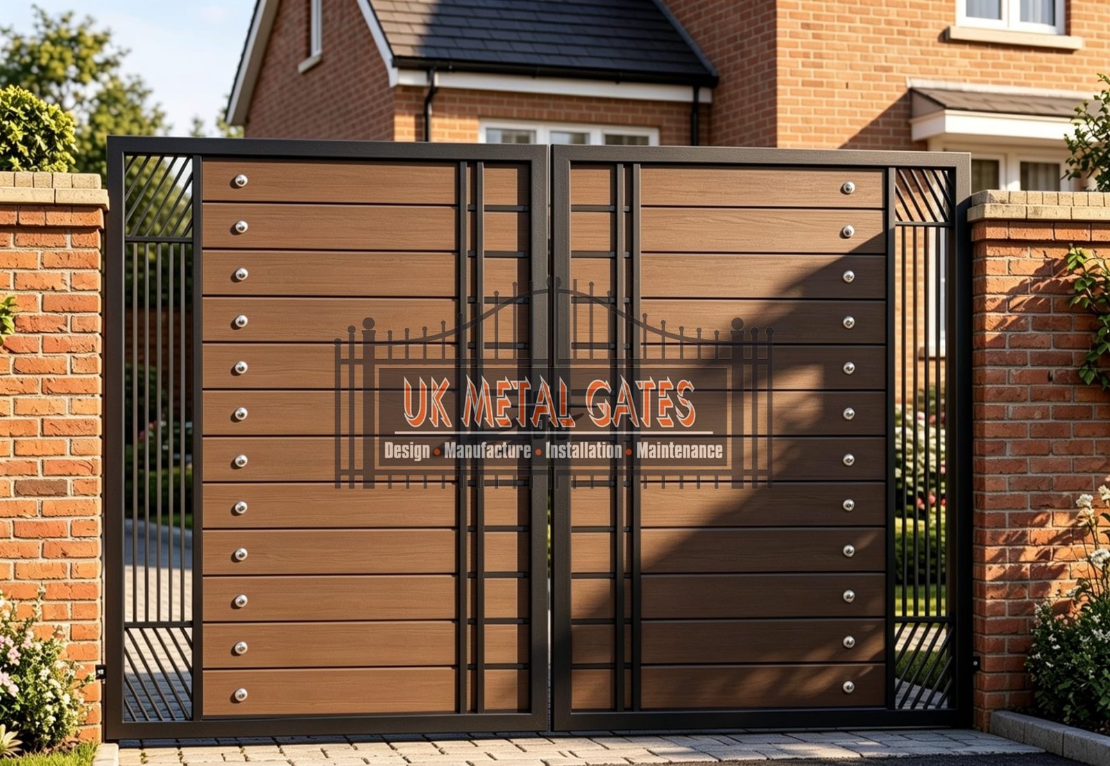 Composite Driveway Gate CDG43 | Modern Horizontal Slat | Made to Measure UK