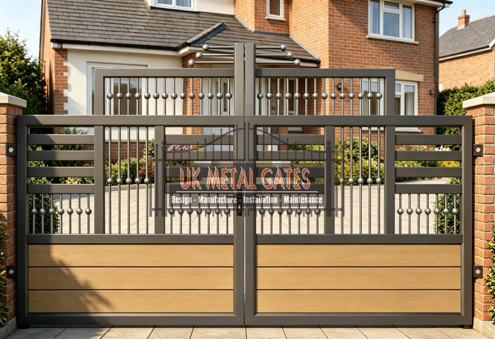 Composite Driveway Gate CDG52 | Modern Horizontal Slat | Made to Measure UK