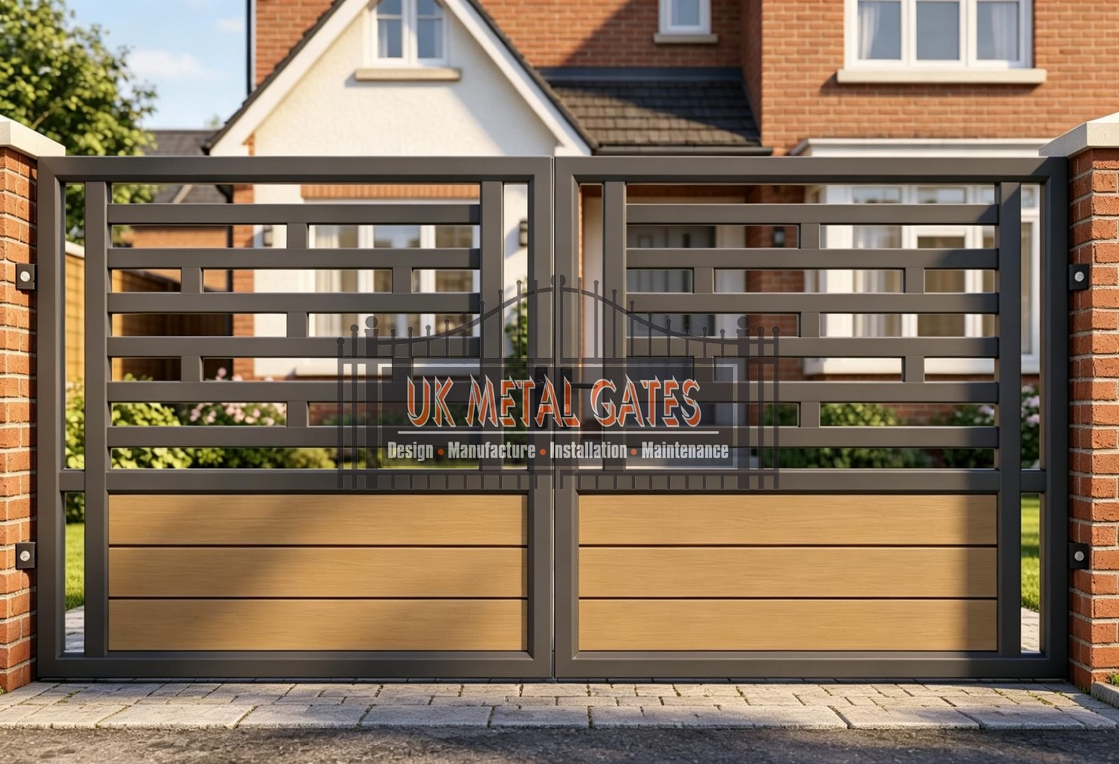Composite Driveway Gate CDG65 | Modern Horizontal Slat | Made to Measure UK