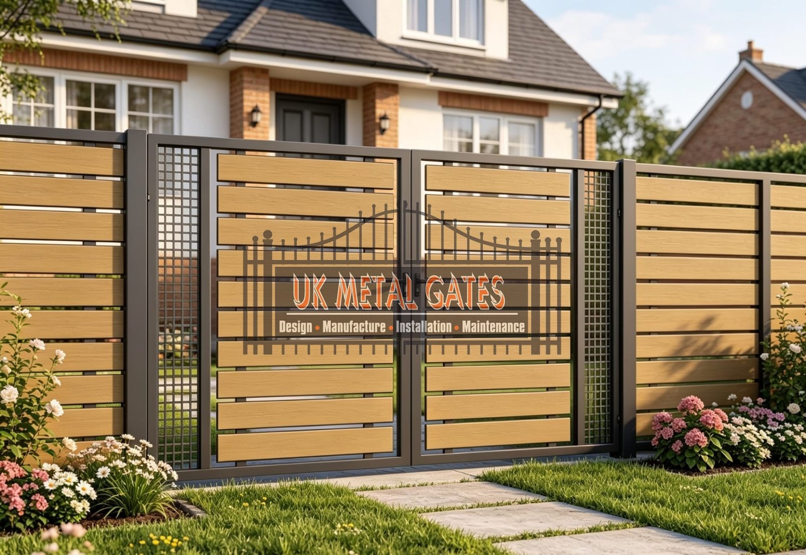 Composite Driveway Gate CDG72 | Modern Horizontal Slat | Made to Measure UK
