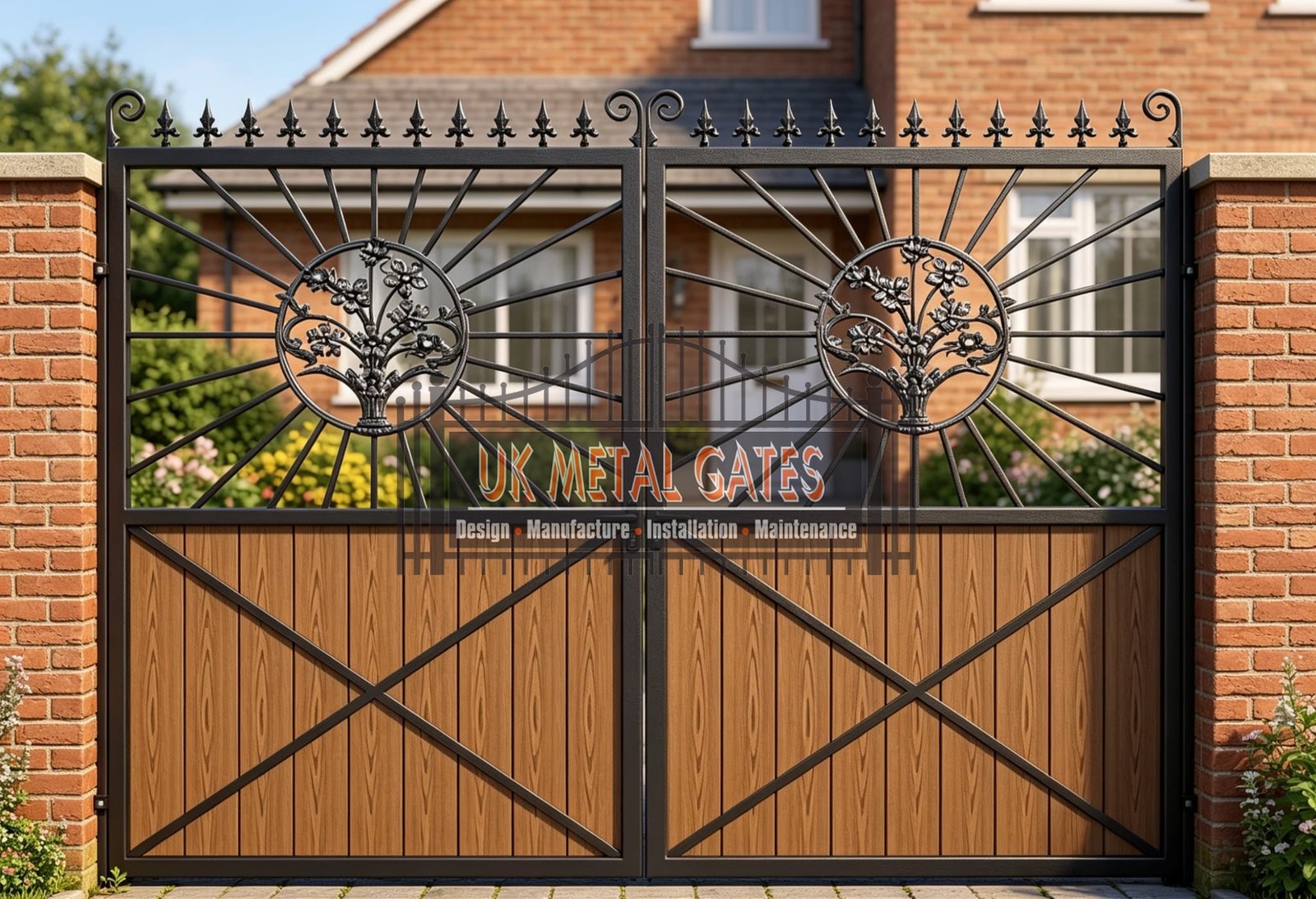 Composite Driveway Gate CDG24 | Ornate Fleur-de-Lis | Made to Measure UK