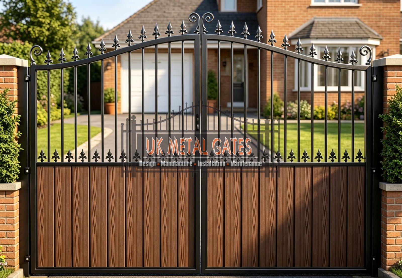 Composite Driveway Gate CDG41 | Ornate Fleur-de-Lis | Made to Measure UK