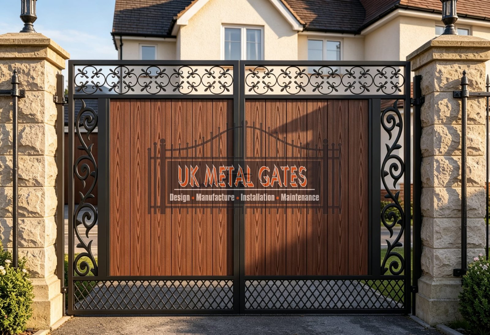 Composite Driveway Gate CDG21 | Ornate Floral | Made to Measure UK