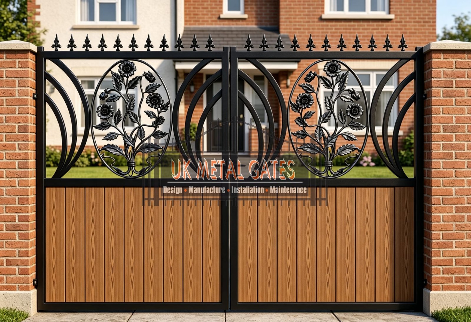 Composite Driveway Gate CDG25 | Ornate Floral | Made to Measure UK