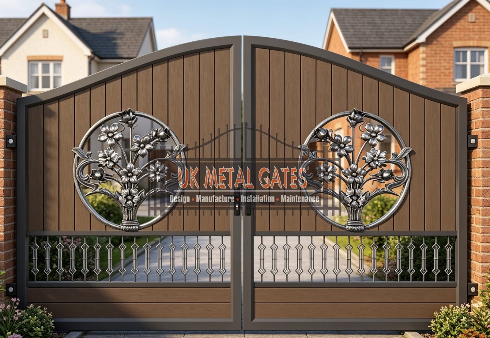 Composite Driveway Gate CDG58 | Ornate Floral | Made to Measure UK
