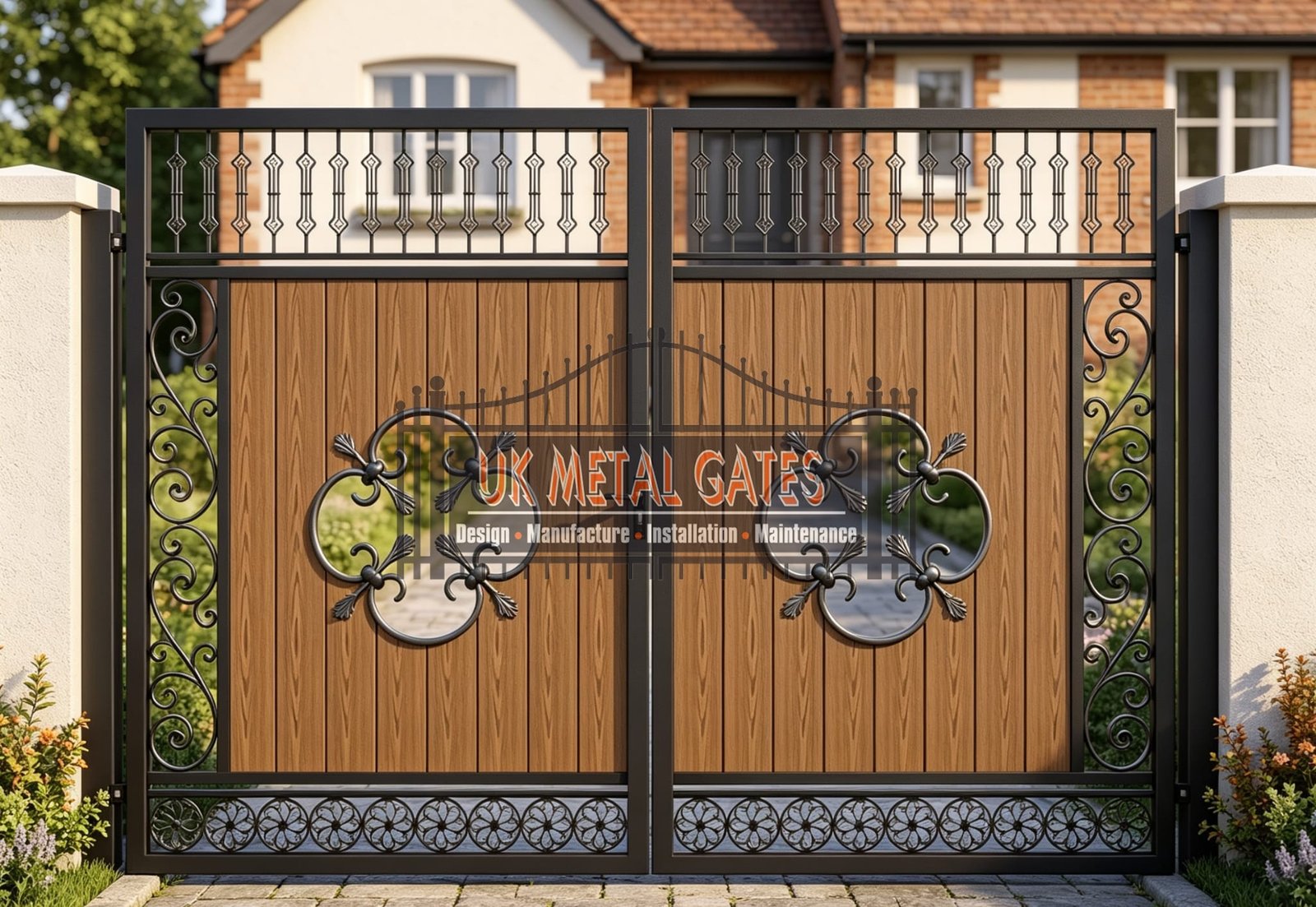 Composite Driveway Gate CDG69 | Ornate Floral | Made to Measure UK