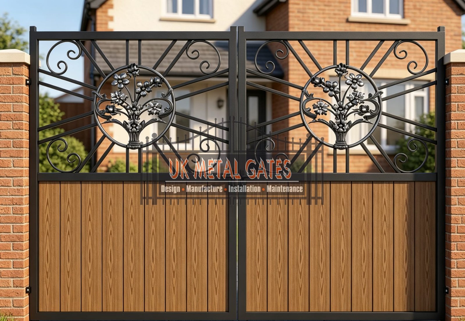 Composite Driveway Gate CDG74 | Ornate Floral | Made to Measure UK