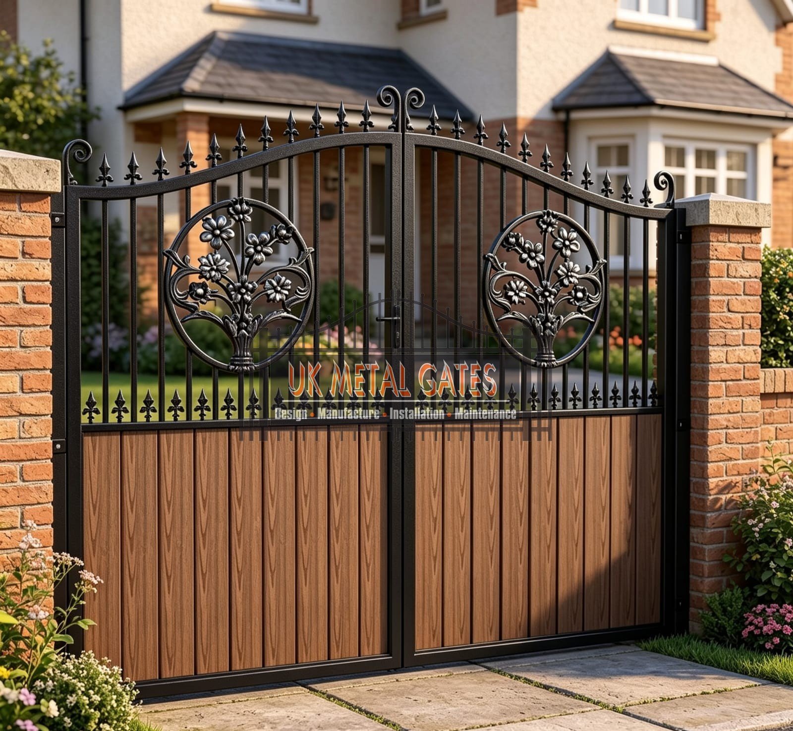 Composite Driveway Gate CDG8 | Ornate Floral | Made to Measure UK