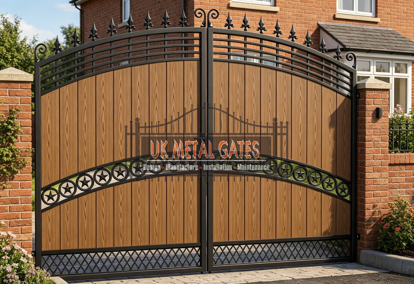Composite Driveway Gate CDG39 | Traditional Arched | Made to Measure UK