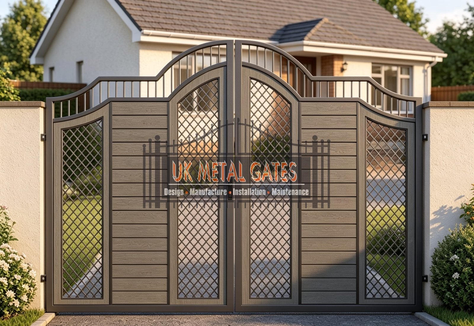 Composite Driveway Gate CDG78 | Traditional Arched | Made to Measure UK