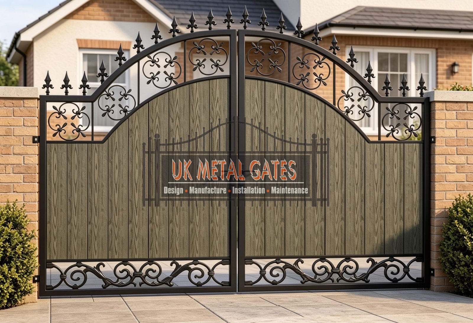 Composite Driveway Gate CDG22 | Traditional Scrollwork | Made to Measure UK