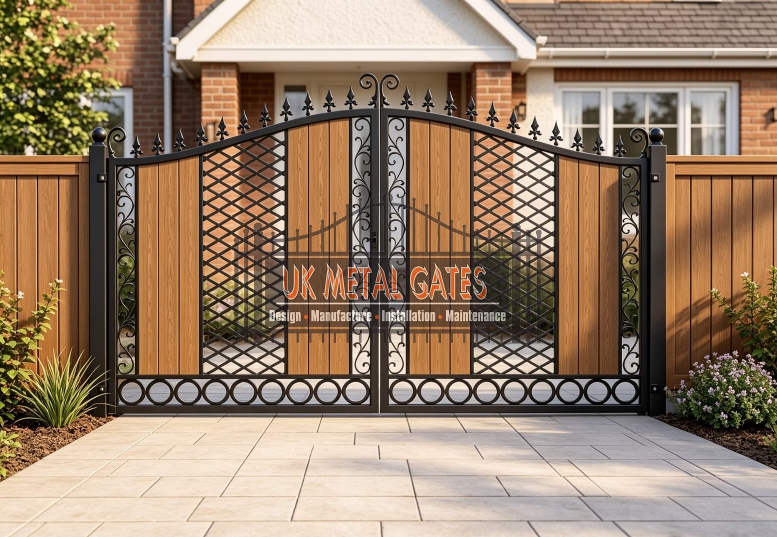 Composite Driveway Gate CDG32 | Traditional Scrollwork | Made to Measure UK