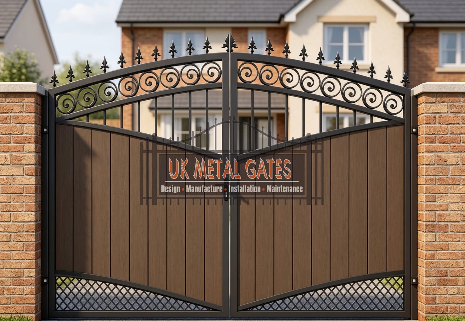 Composite Driveway Gate CDG60 | Traditional Scrollwork | Made to Measure UK