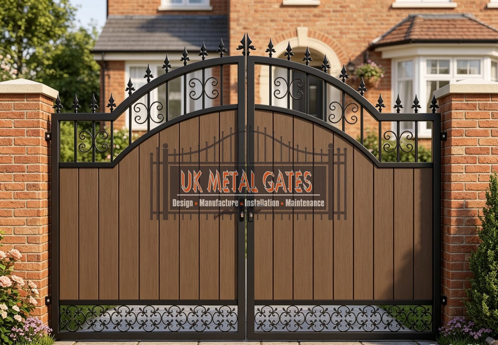 Composite Driveway Gate CDG62 | Traditional Scrollwork | Made to Measure UK